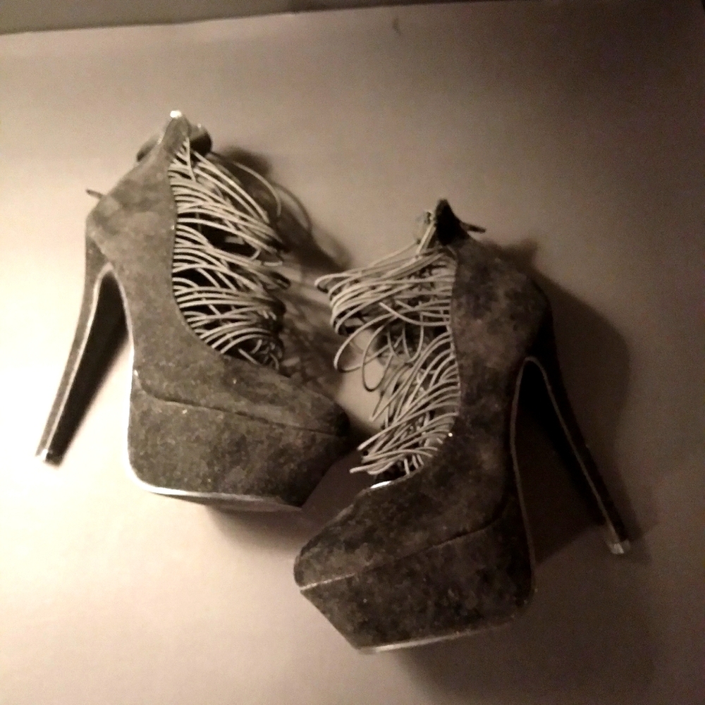 Black suede heels